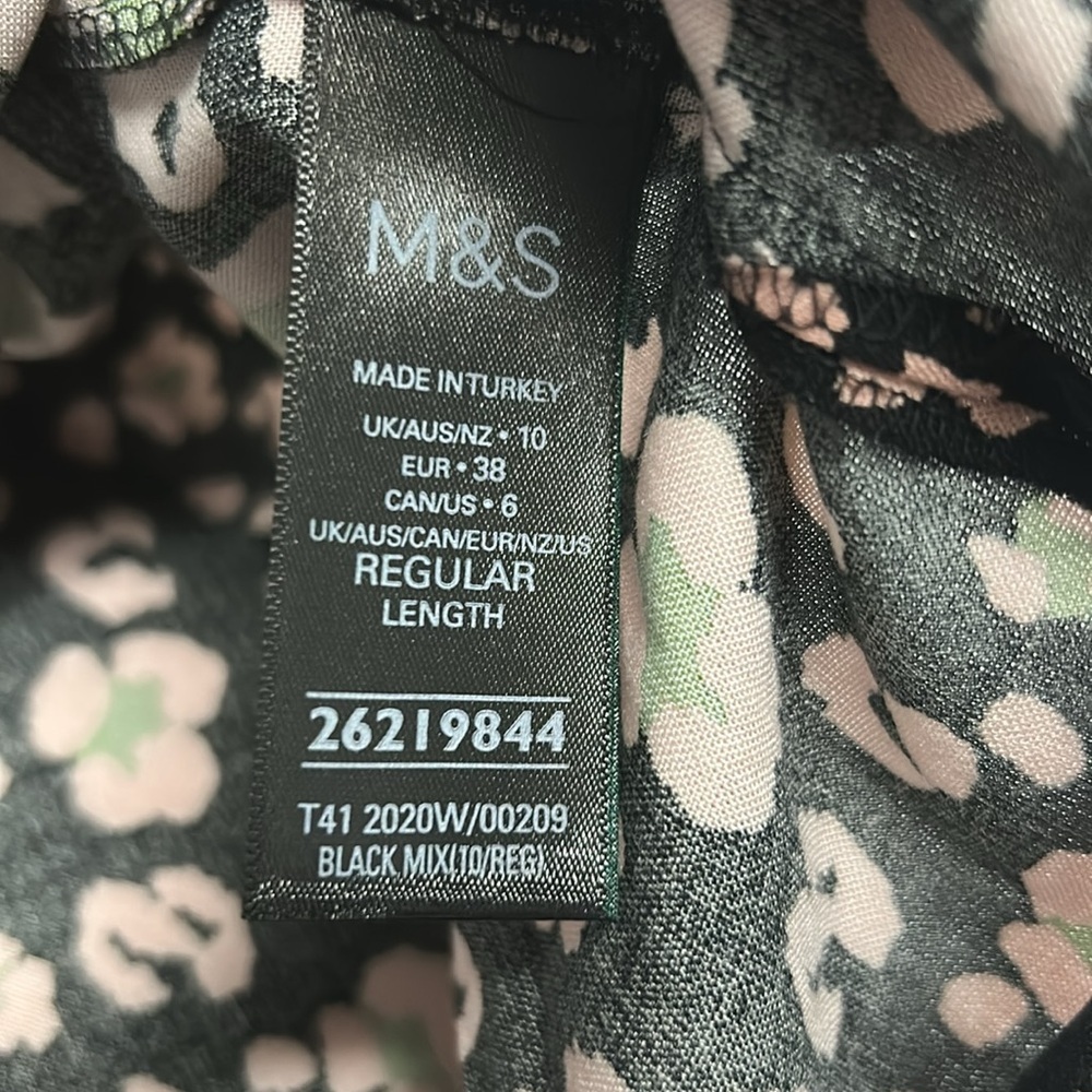 M&S Collection Black and Pink Floral button up blouse - Picture 5 of 6